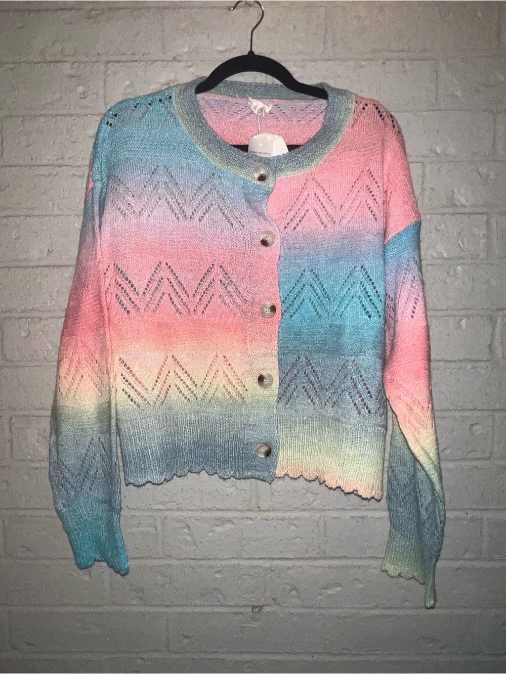 Hem & thread light weight multi colored cardigan size large